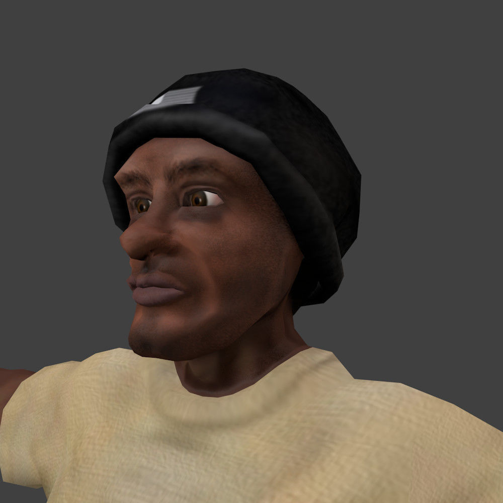 Human Black Man Low-poly 3D model_2