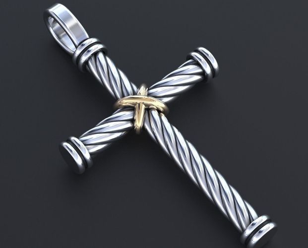 A stylish cross with a rope and a cross 356 3D print model