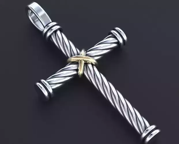 A stylish cross with a rope and a cross 356 3D print model