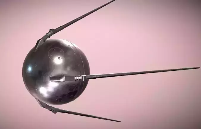 Sputnik 1 PBR low poly spaceship with two metal poles Low-poly 3D model
