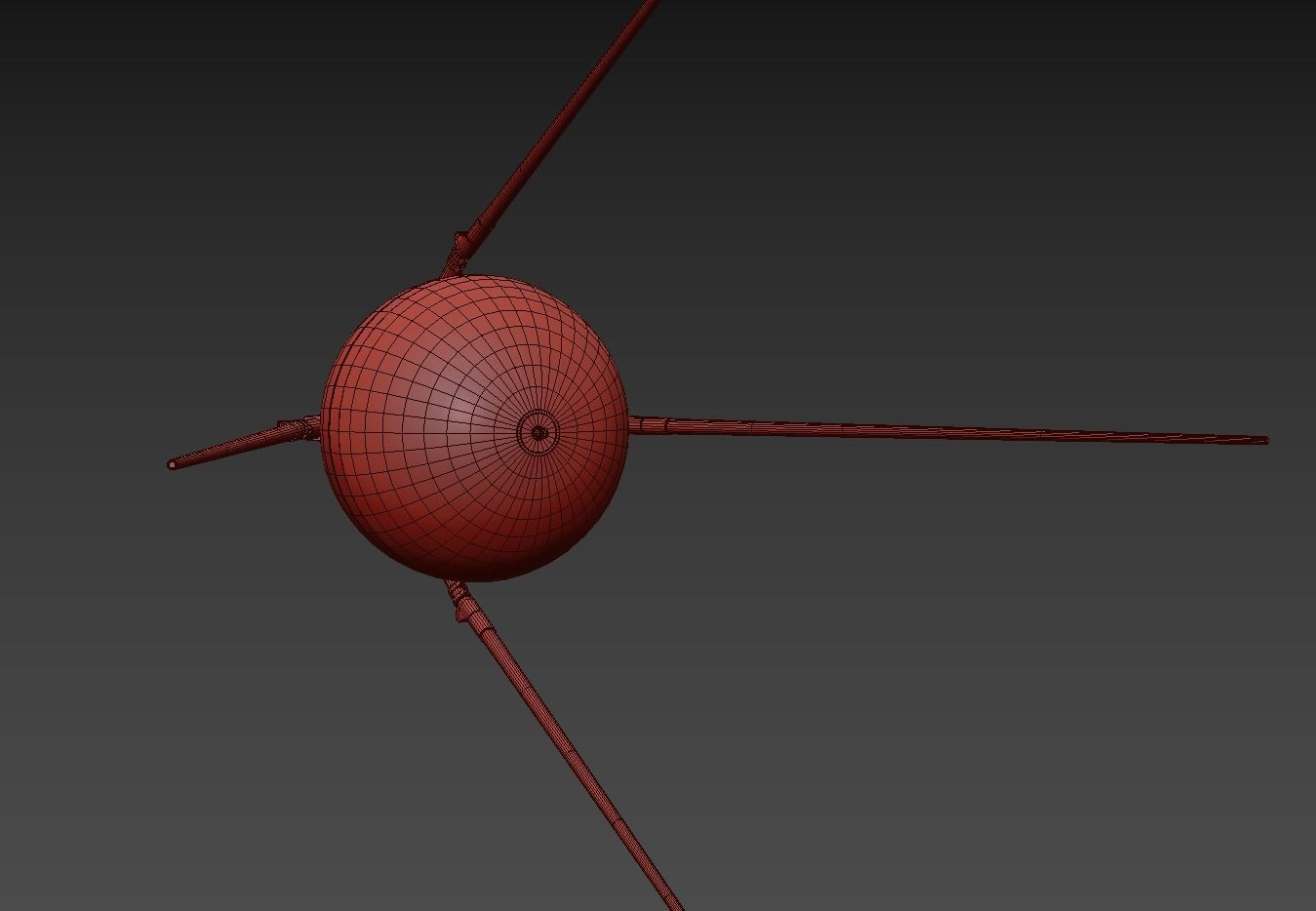 Sputnik 1 PBR low poly spaceship with two metal poles Low-poly 3D model_6