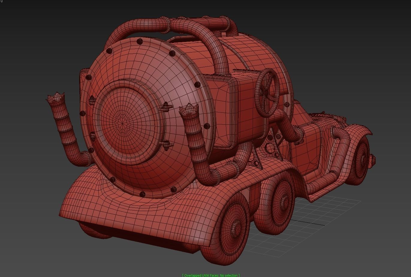 Car steampunk PBR low poly Low-poly 3D model_6