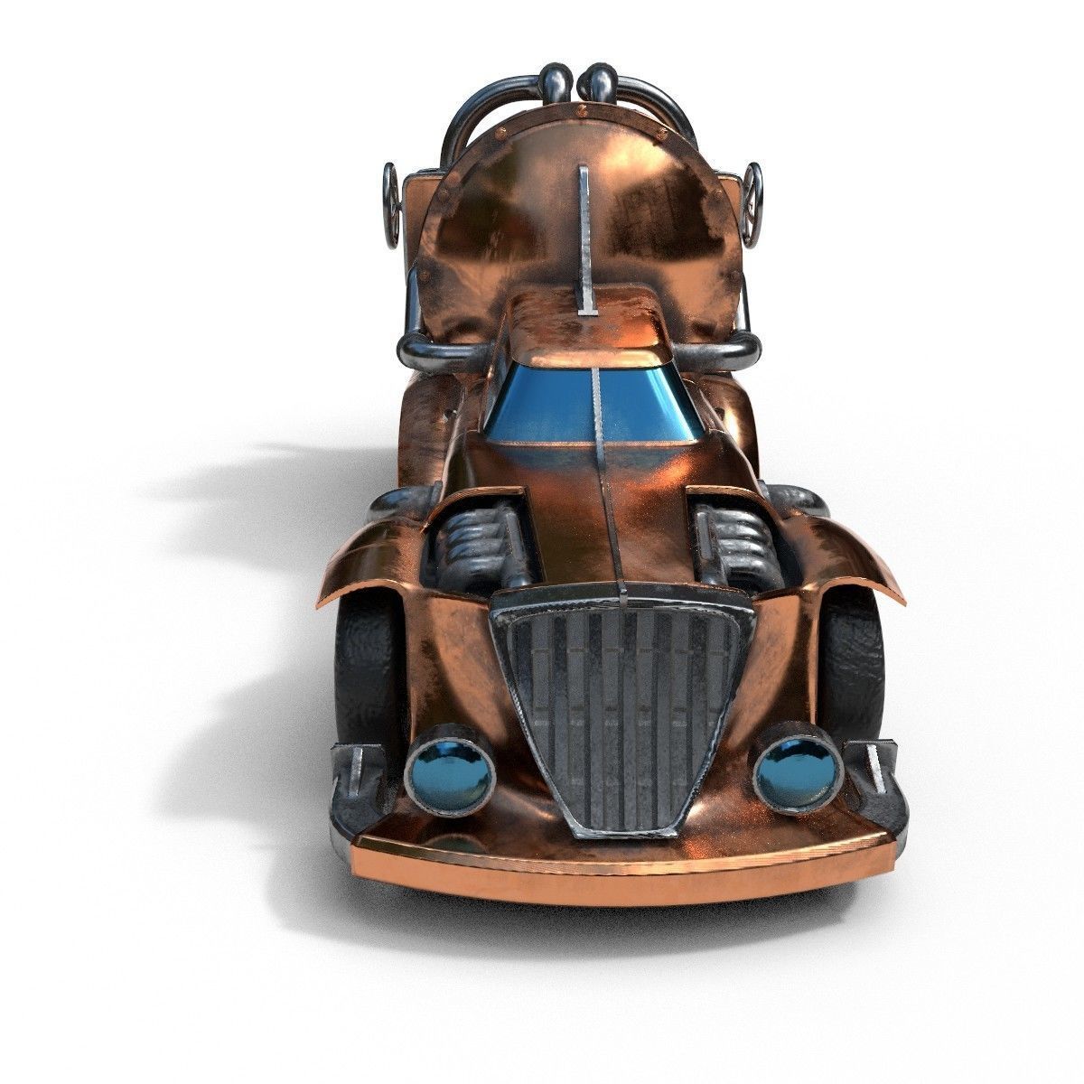 Car steampunk PBR low poly Low-poly 3D model_2
