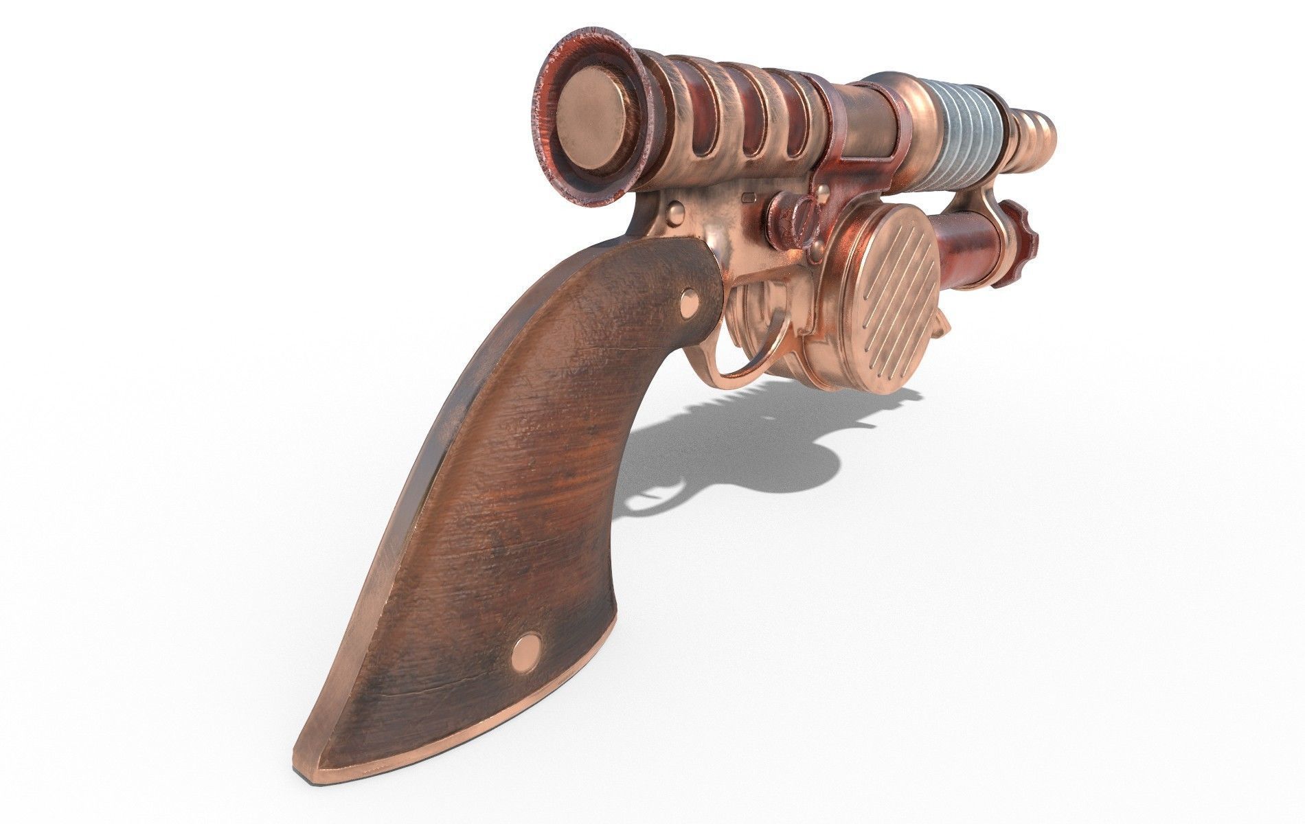 Gun steampunk PBR low poly Low-poly 3D model_1