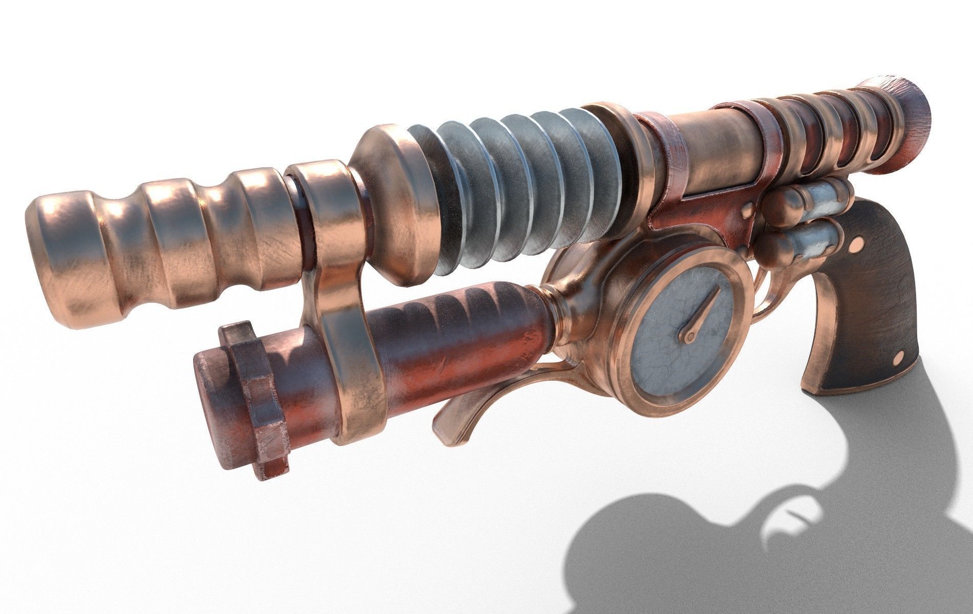 Gun steampunk PBR low poly Low-poly 3D model_3