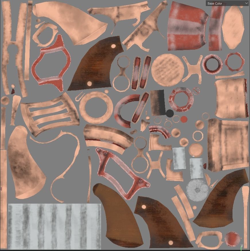 Gun steampunk PBR low poly Low-poly 3D model_7