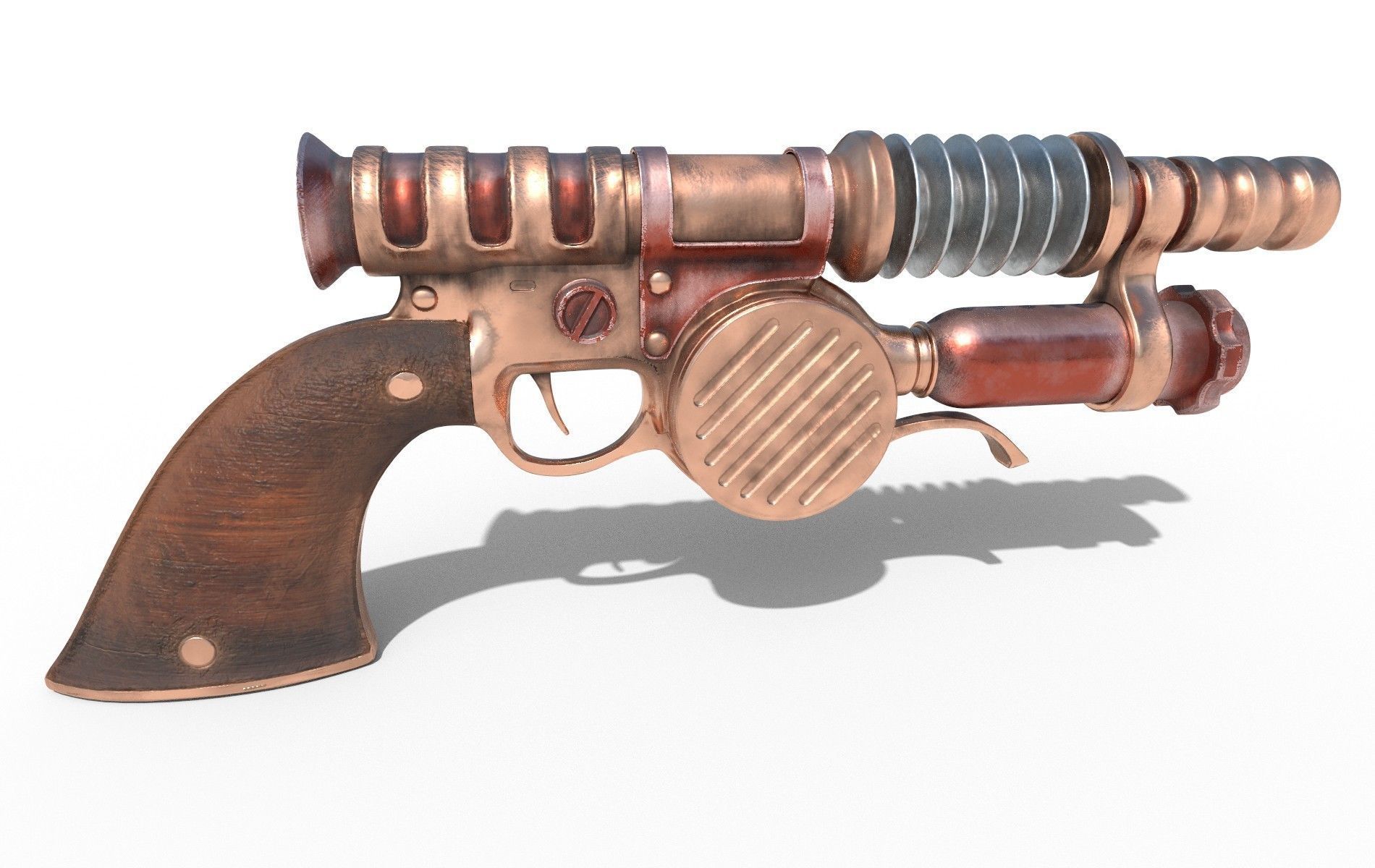 Gun steampunk PBR low poly Low-poly 3D model_2