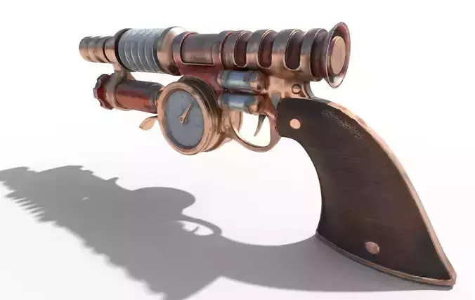 Gun steampunk PBR low poly Low-poly 3D model