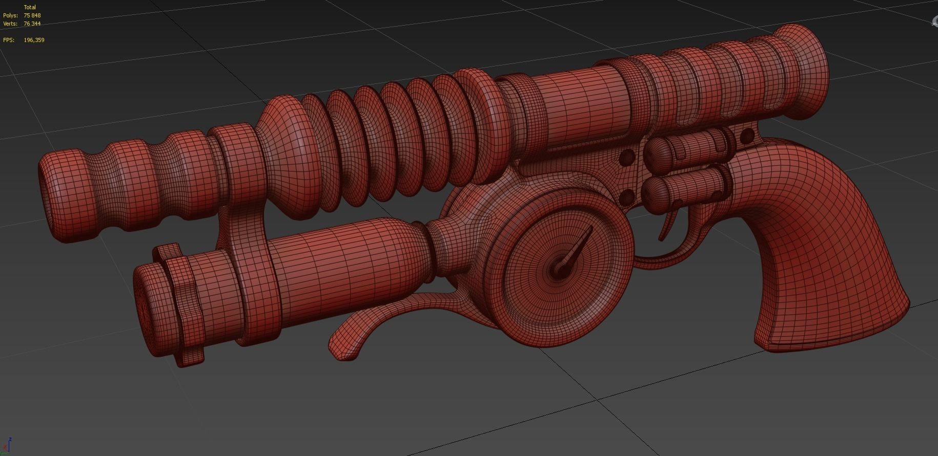 Gun steampunk PBR low poly Low-poly 3D model_6