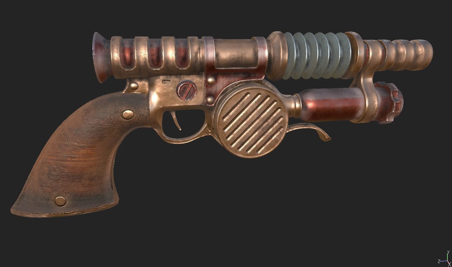 Gun steampunk PBR low poly Low-poly 3D model_5