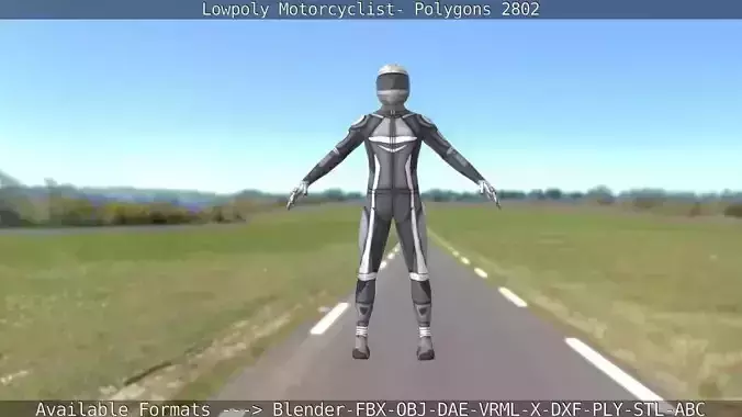 Rigged Lowpoly Motorcyclist - Polygons 2802 Low-poly 3D model