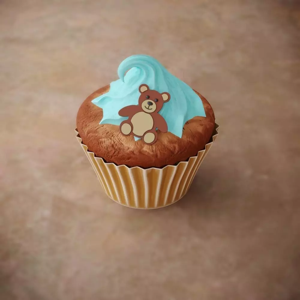 Cute Teddy Bear CupCake 3D model_0