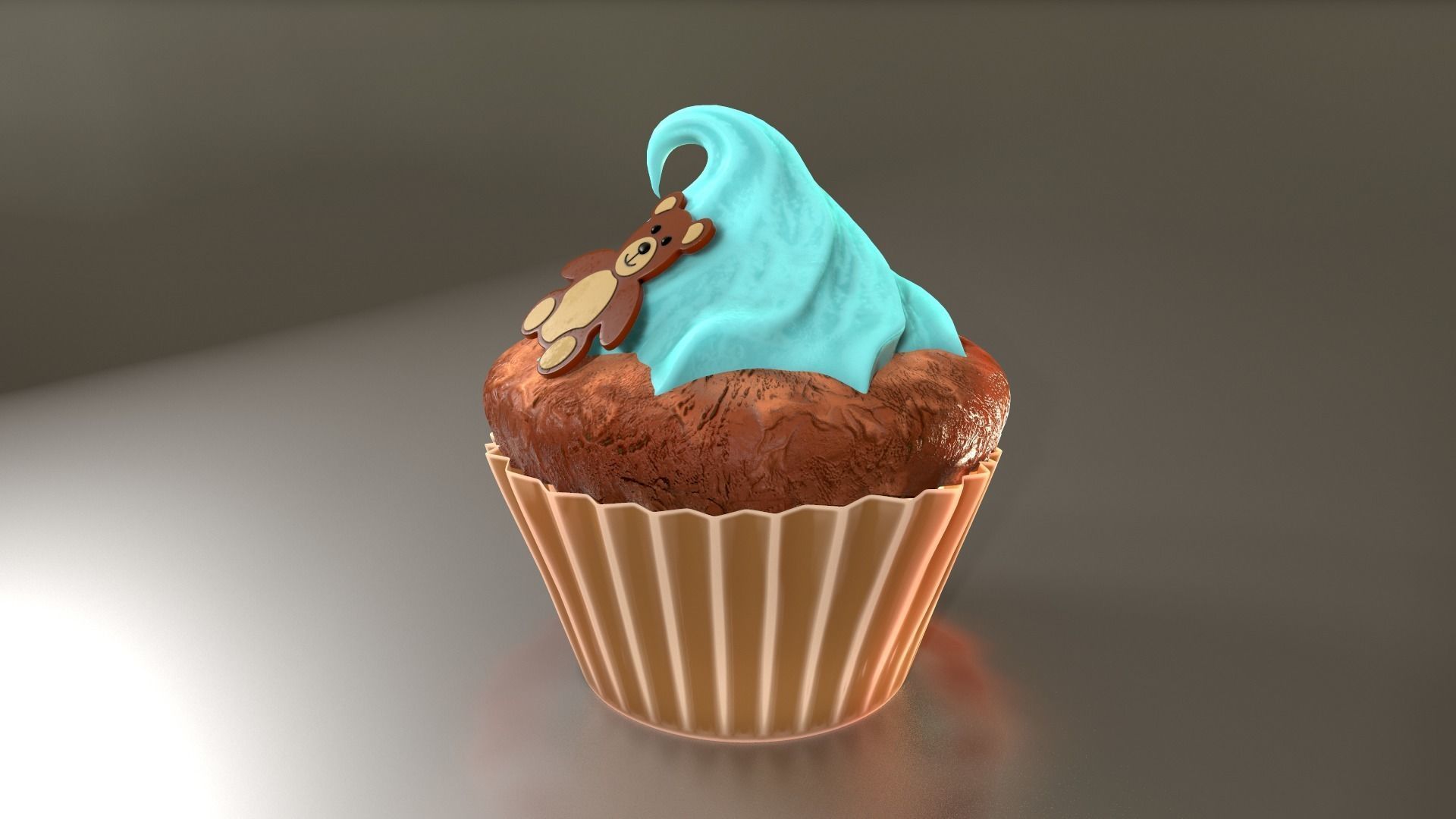 Cute Teddy Bear CupCake 3D model_4
