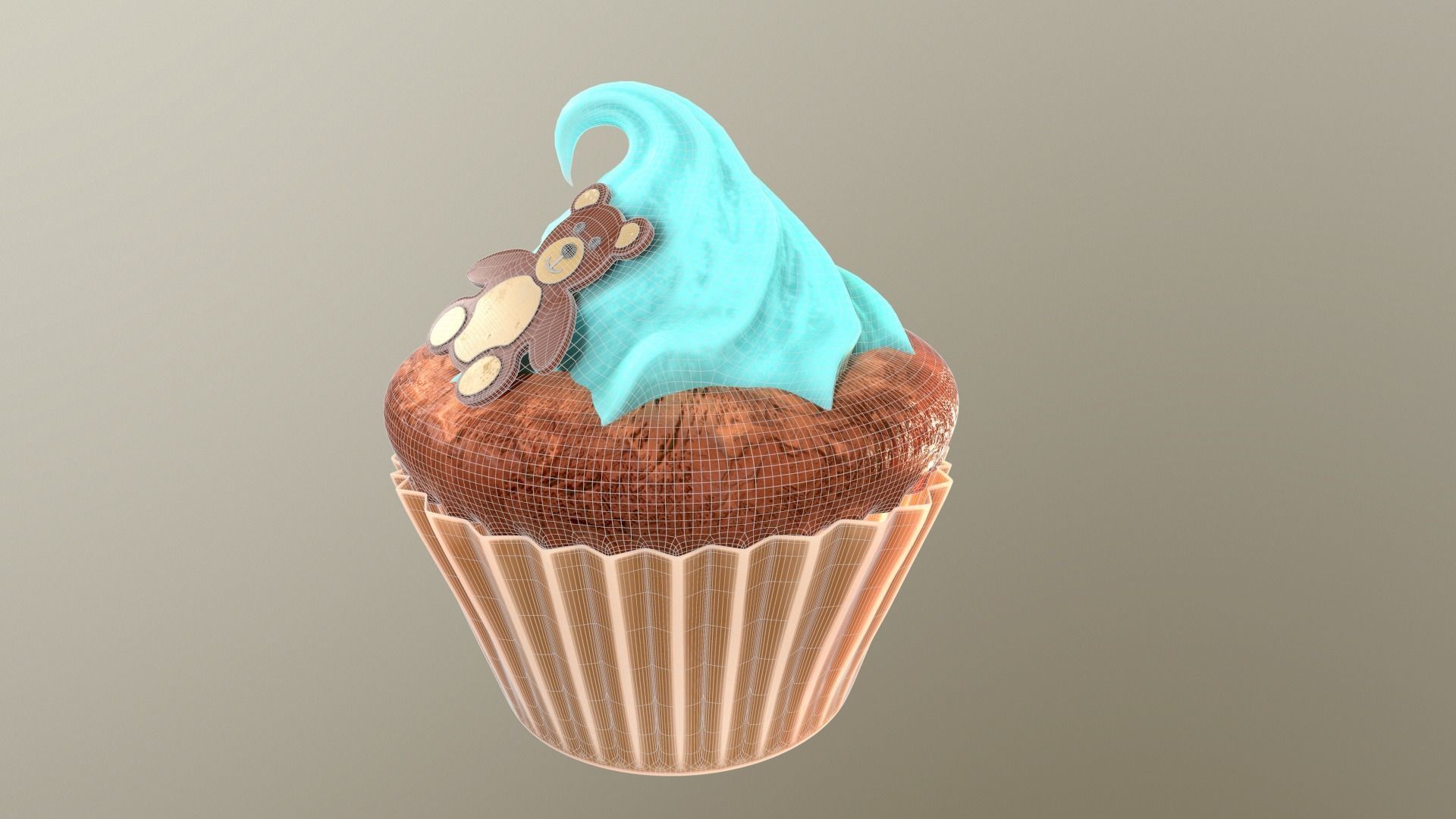 Cute Teddy Bear CupCake 3D model_8