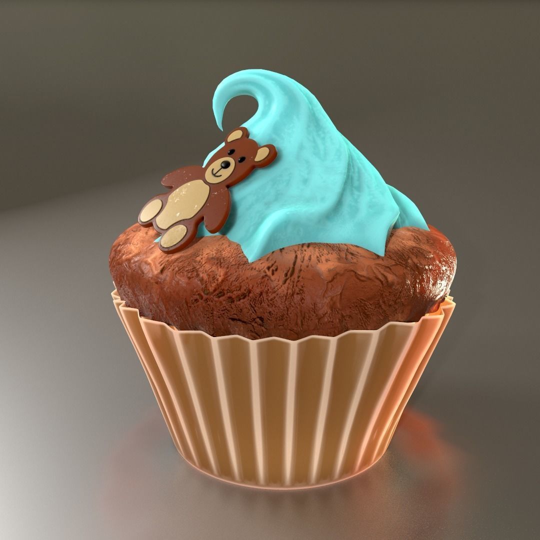 Cute Teddy Bear CupCake 3D model_3