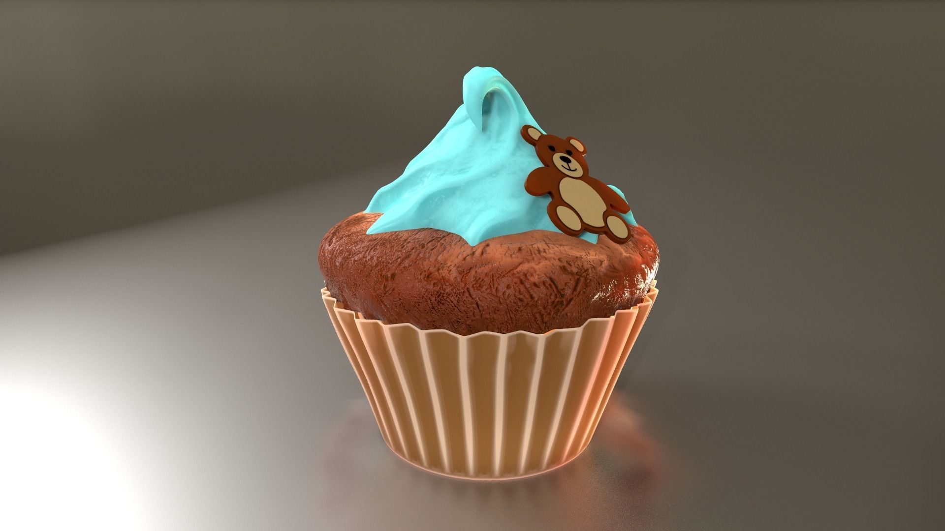 Cute Teddy Bear CupCake 3D model_2