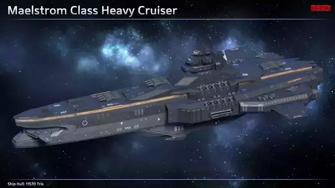 Spaceship Heavy Cruiser Maelstrom Low-poly 3D model
