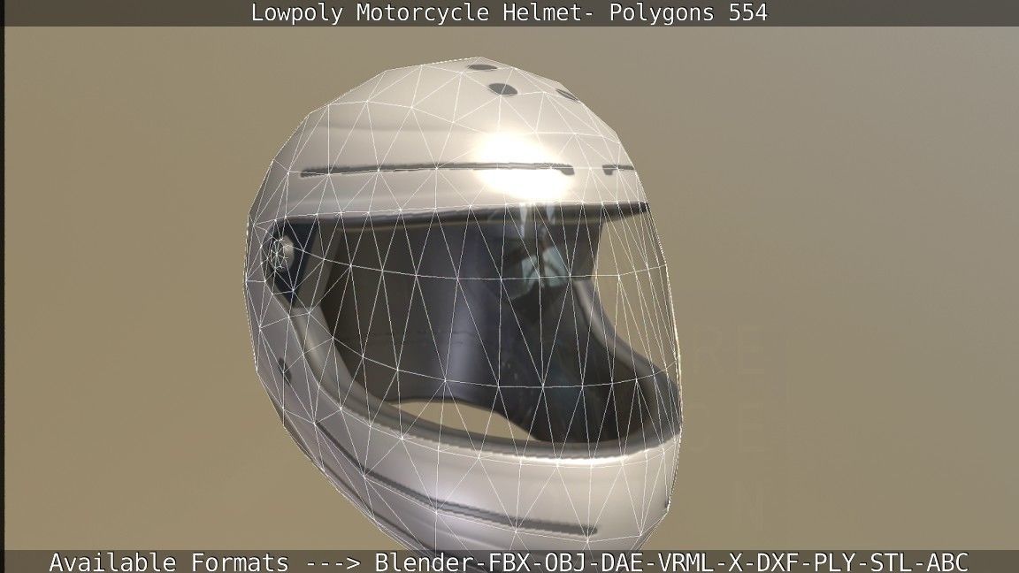 Motorcycle Helmet Low-poly 3D model_2