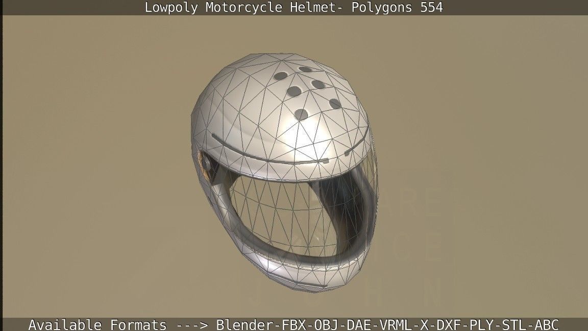 Motorcycle Helmet Low-poly 3D model_100