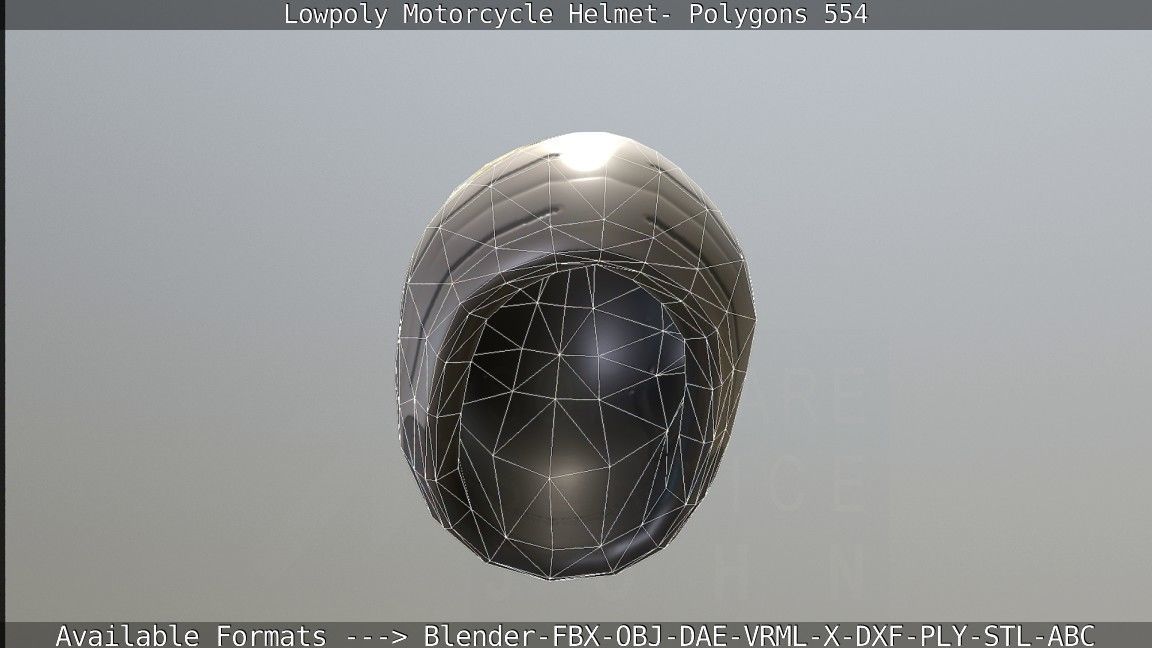 Motorcycle Helmet Low-poly 3D model_4