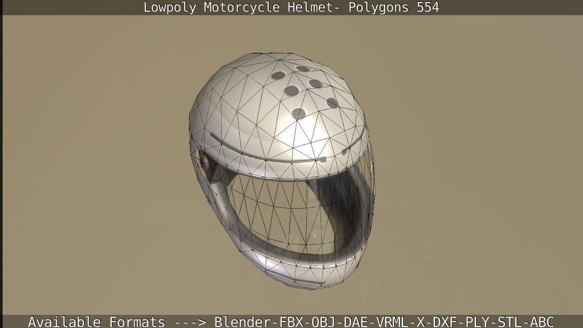 Motorcycle Helmet Low-poly 3D model_6