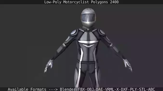 Lowpoly Motorcyclist man in motorcycle suit Low-poly 3D model