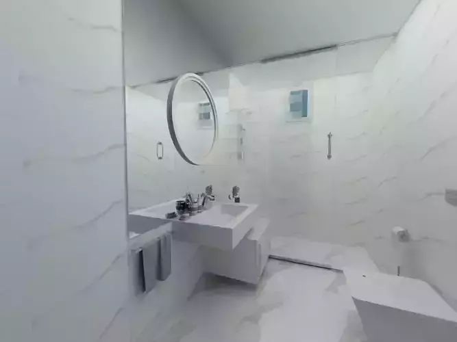 BATHROOM with walls and marble floors 3D model