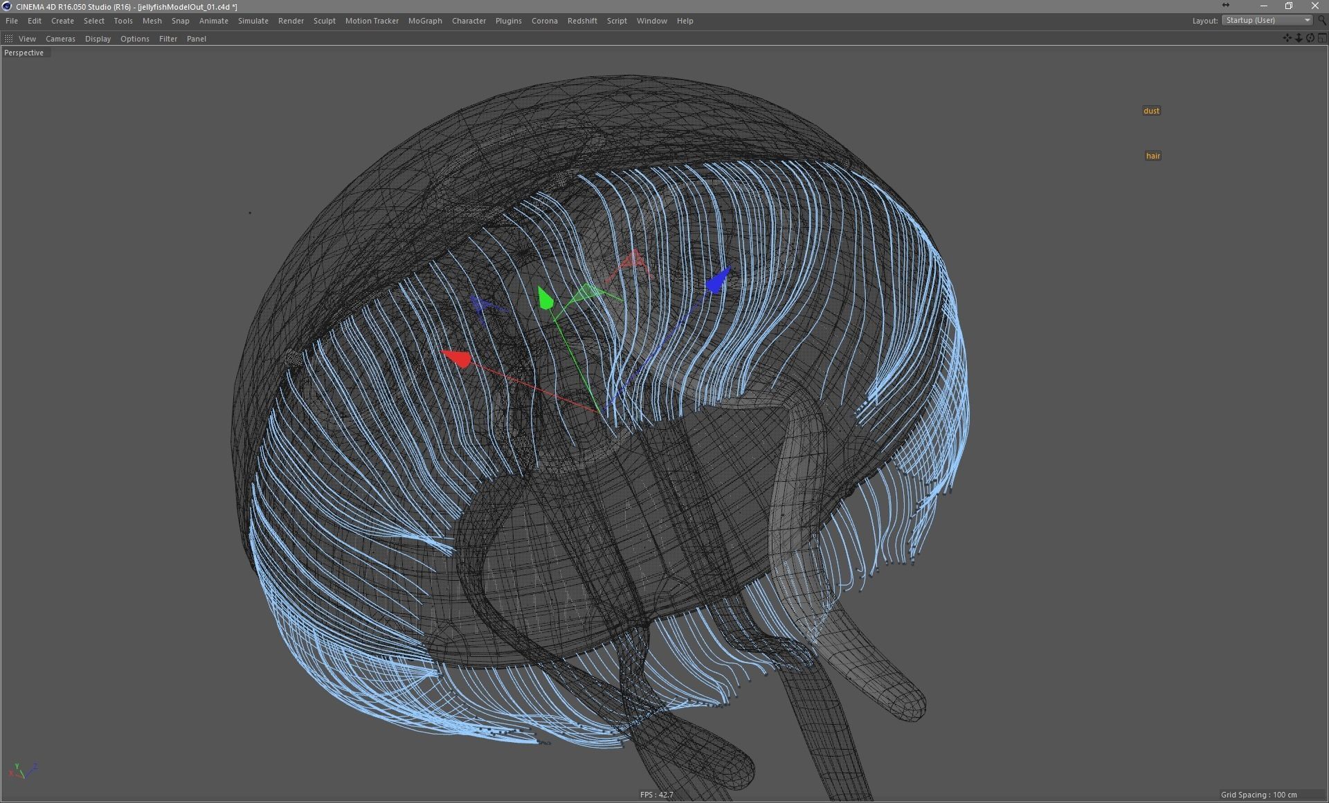 Jellyfish rigged and animated for Cinema 4d Low-poly 3D model_19