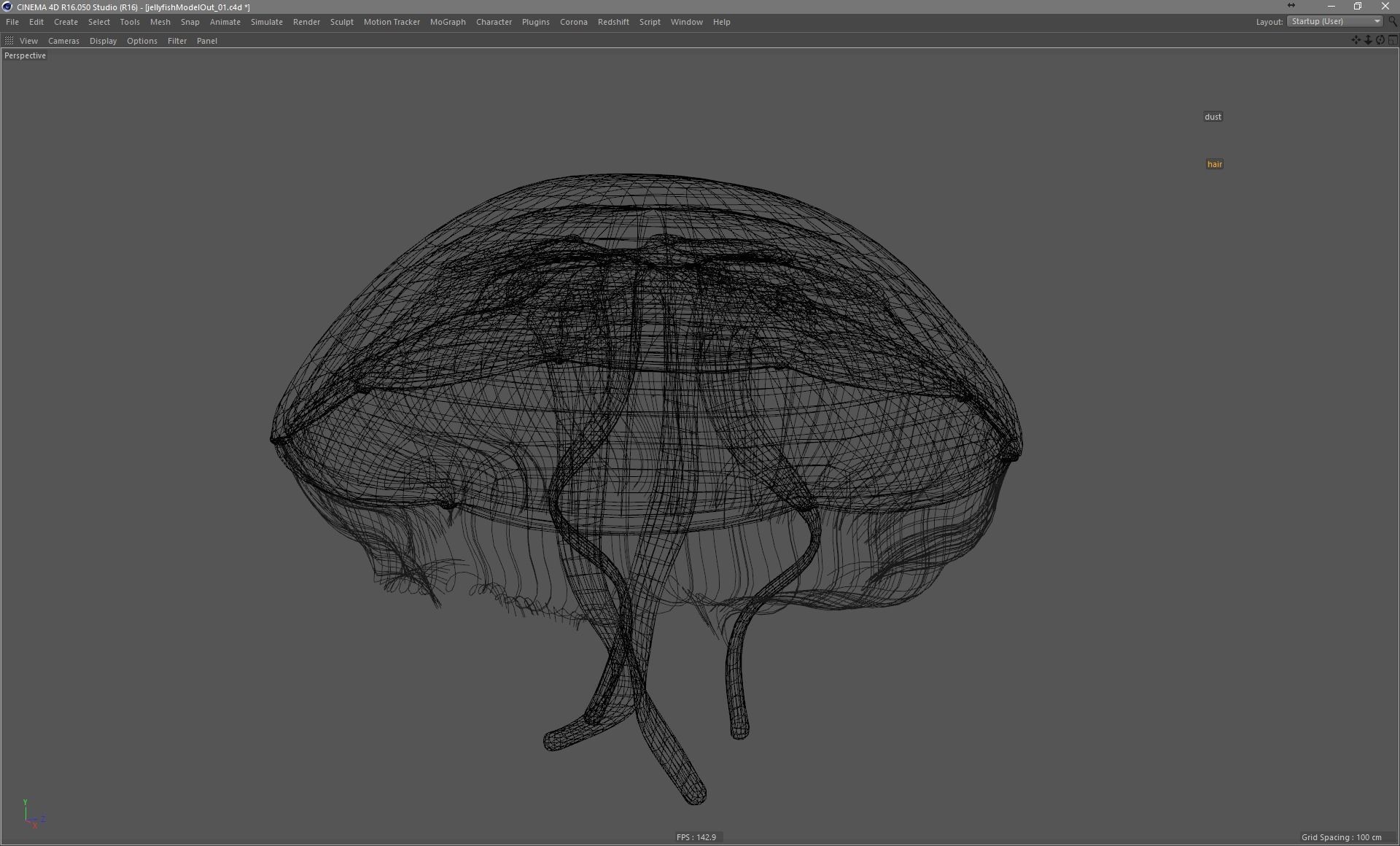 Jellyfish rigged and animated for Cinema 4d Low-poly 3D model_14