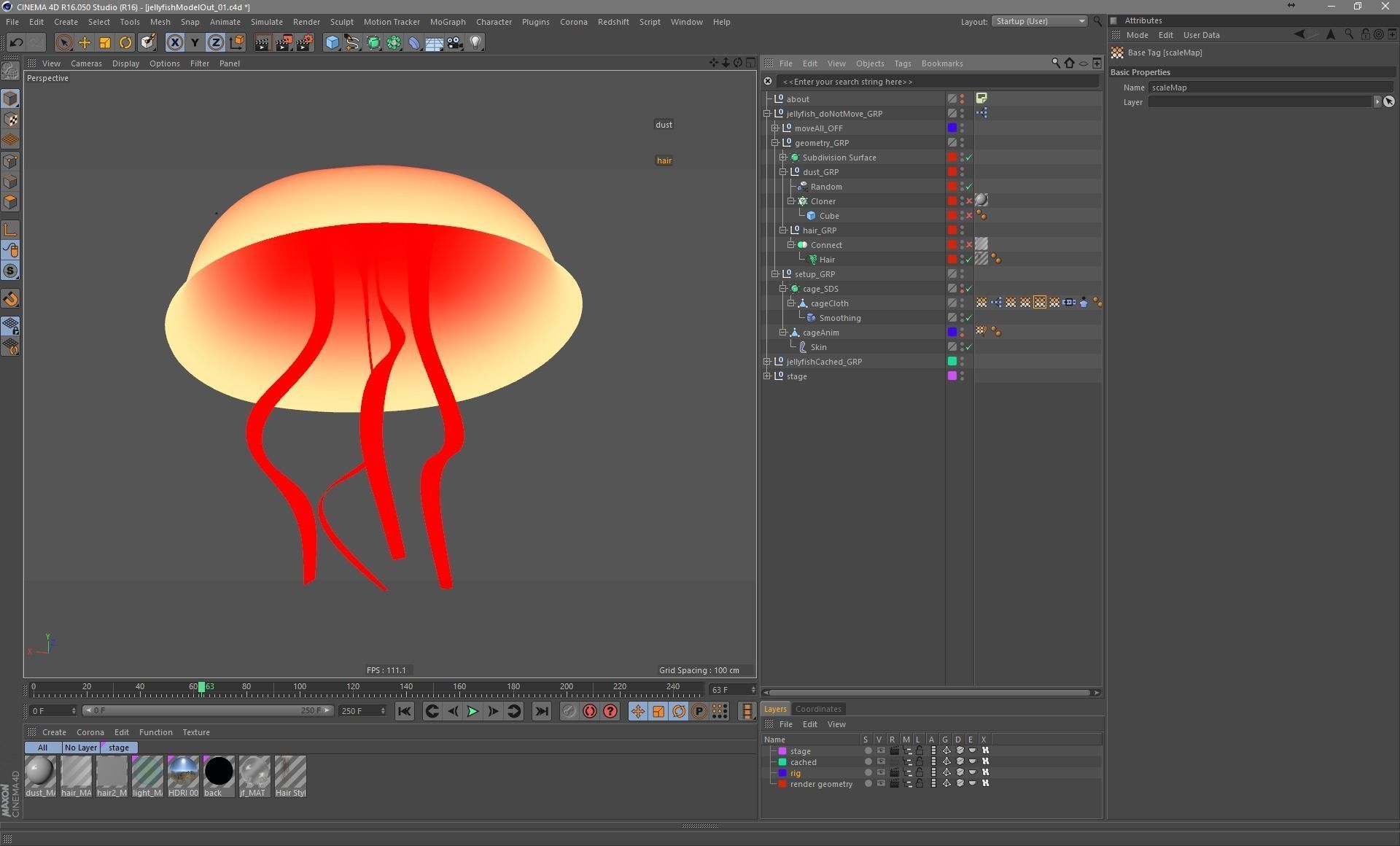 Jellyfish rigged and animated for Cinema 4d Low-poly 3D model_13