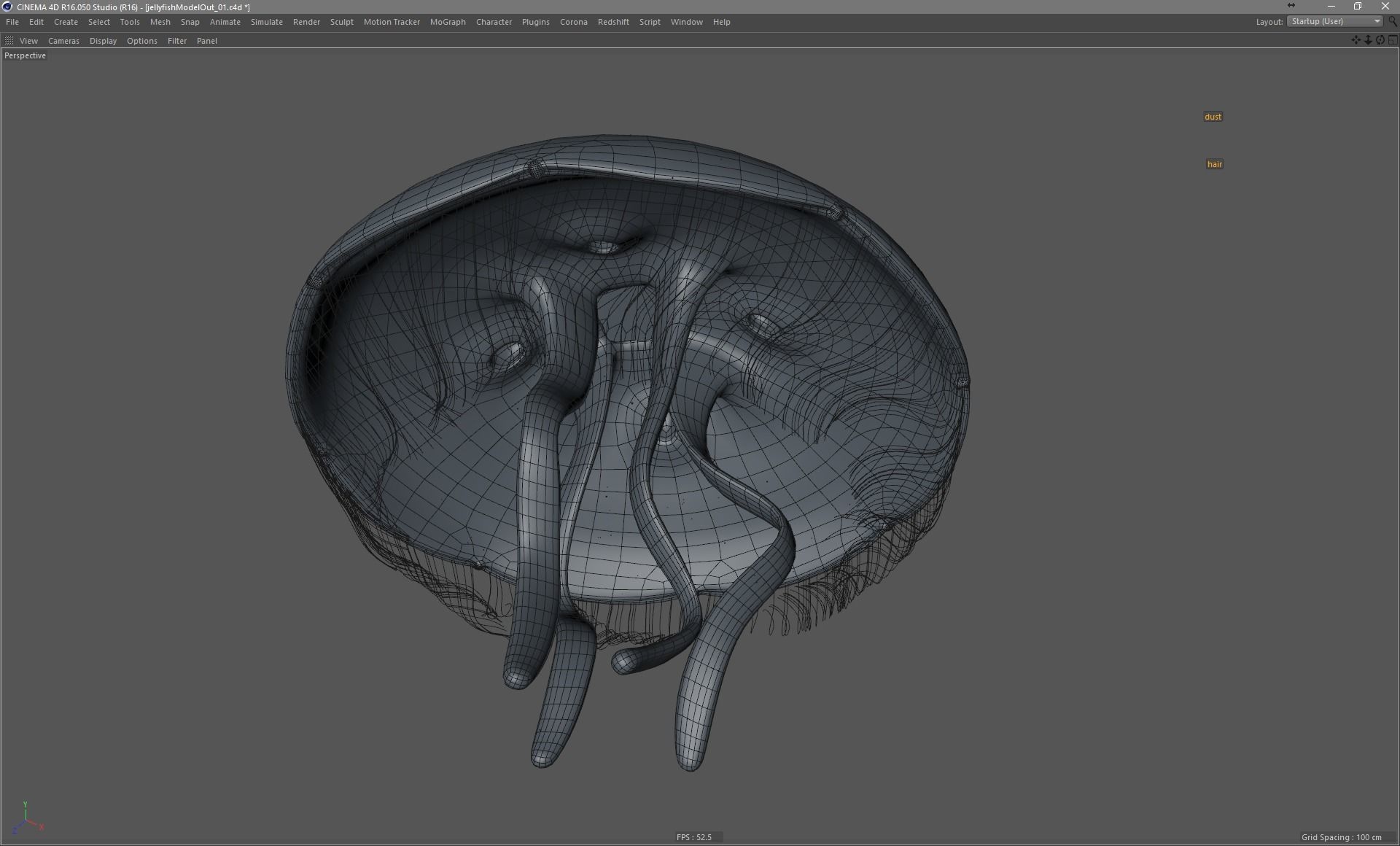 Jellyfish rigged and animated for Cinema 4d Low-poly 3D model_12