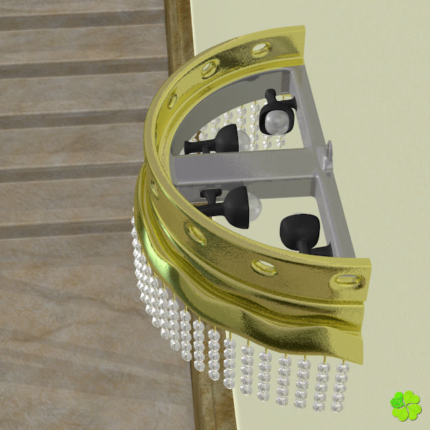 Simple and wall lamps of metal and glass 3D model_6