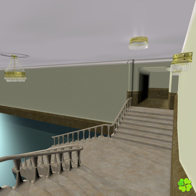 Simple and wall lamps of metal and glass 3D model_13