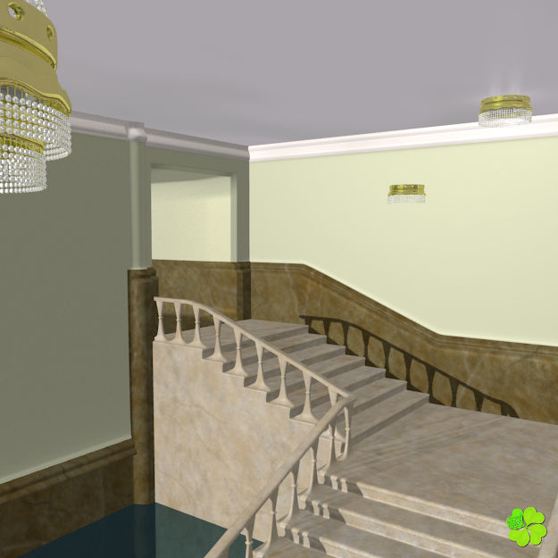 Simple and wall lamps of metal and glass 3D model_9