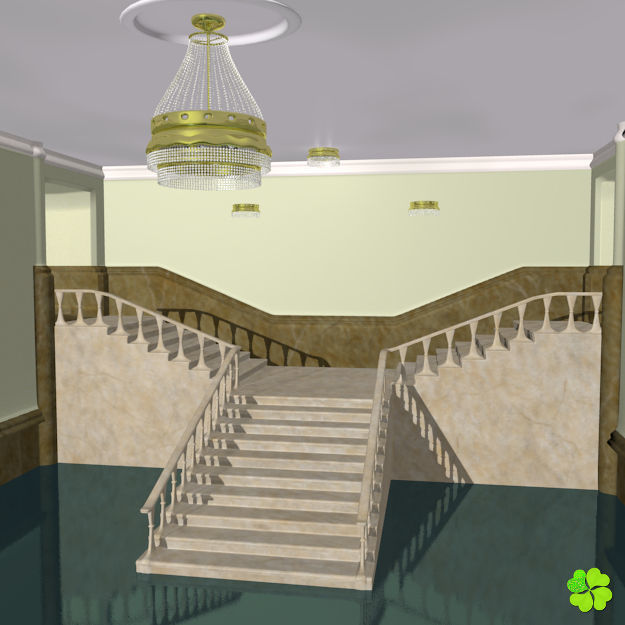 Simple and wall lamps of metal and glass 3D model_3