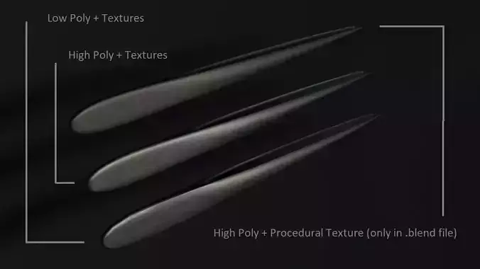 Tweezers 3D high and low poly Low-poly 3D model