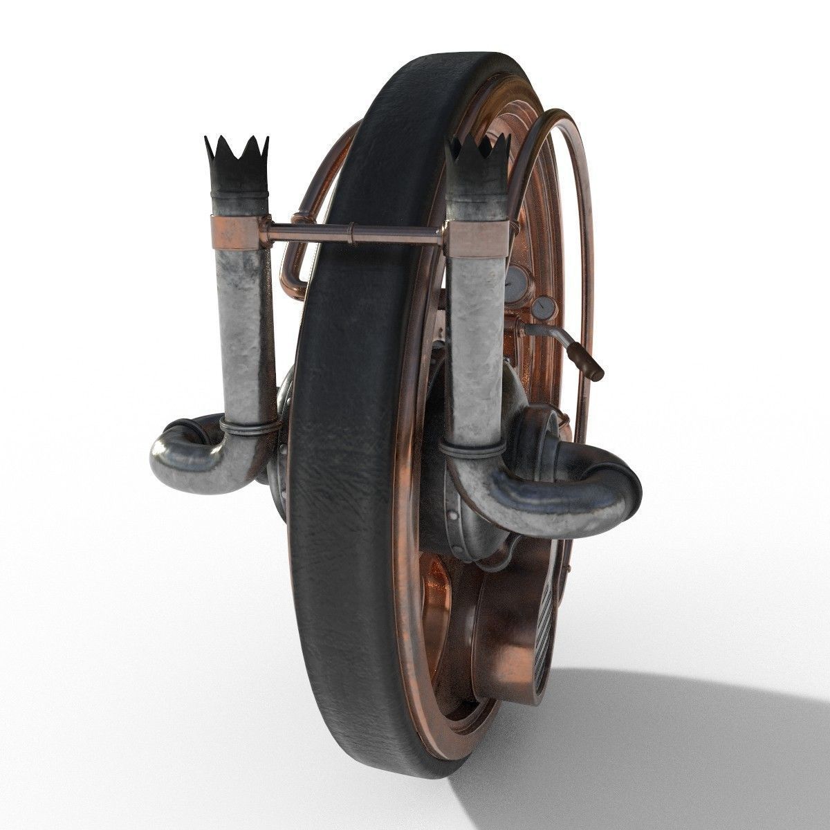 Steampunk monowheel PBR low poly Low-poly 3D model_1