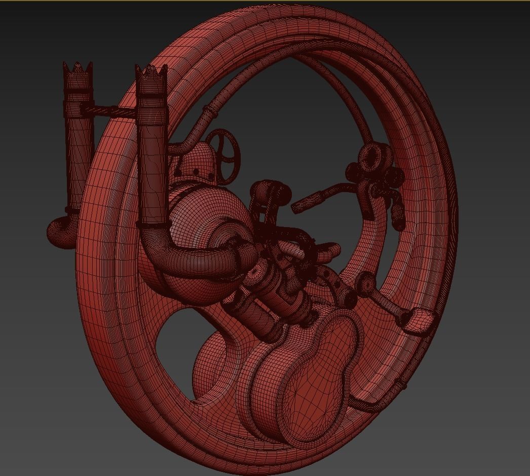 Steampunk monowheel PBR low poly Low-poly 3D model_8
