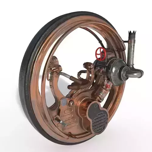 Steampunk monowheel PBR low poly Low-poly 3D model