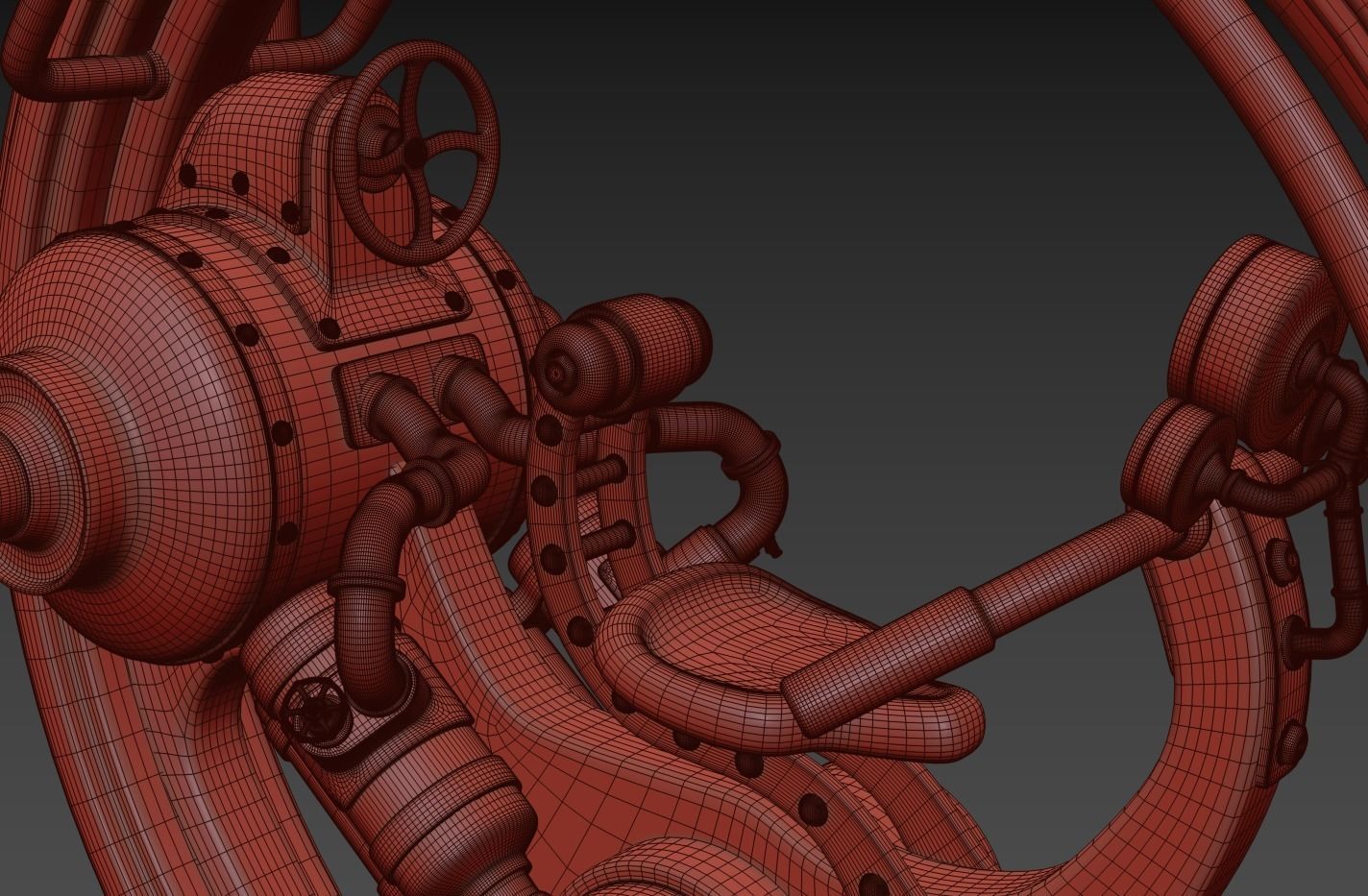 Steampunk monowheel PBR low poly Low-poly 3D model_7