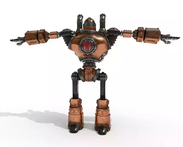 Robot steampunk PBR low poly Low-poly 3D model