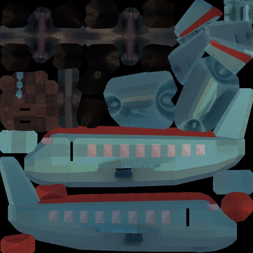 Airplane flying in sky at sunset Low-poly 3D model_19