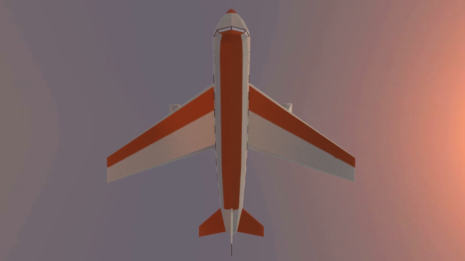 Airplane flying in sky at sunset Low-poly 3D model_5