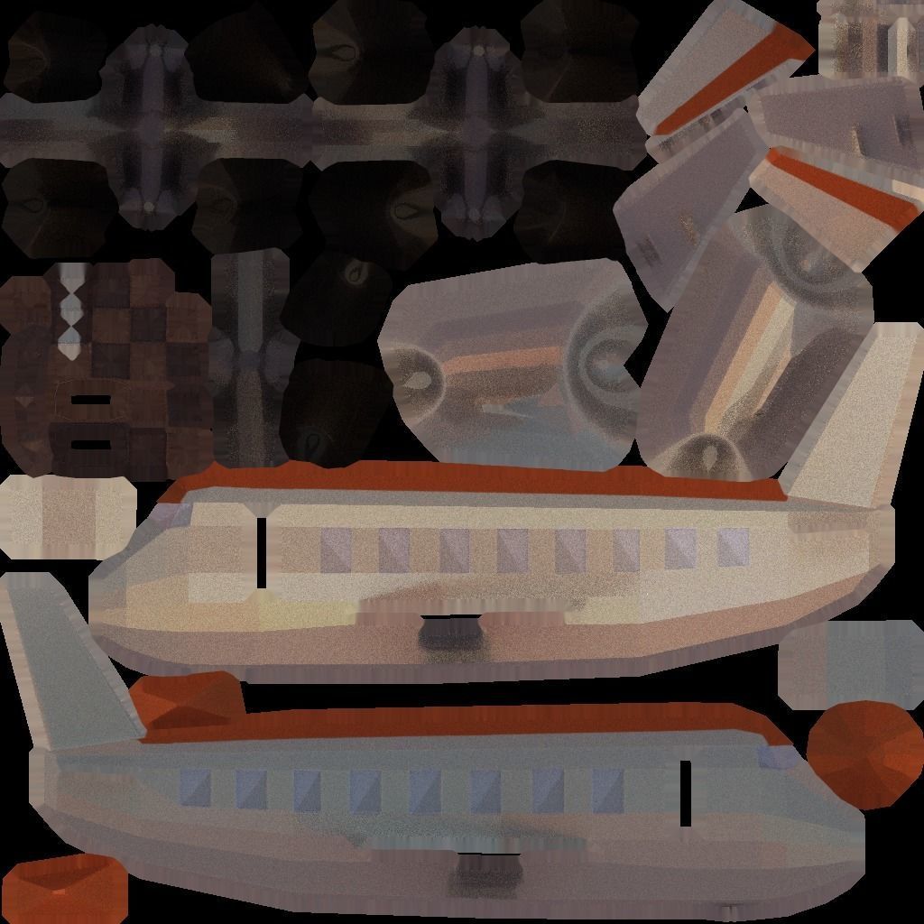 Airplane flying in sky at sunset Low-poly 3D model_20