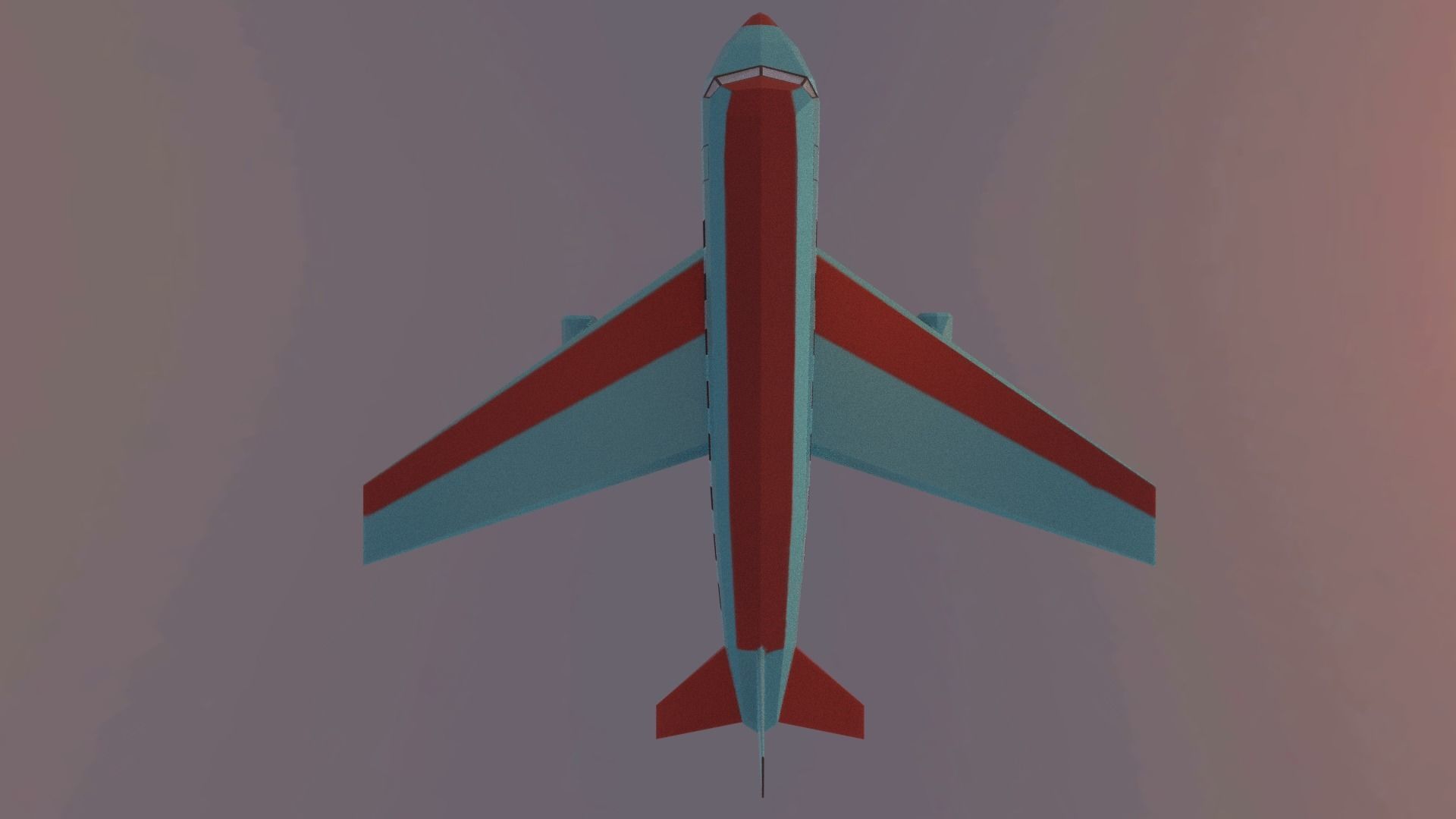 Airplane flying in sky at sunset Low-poly 3D model_4