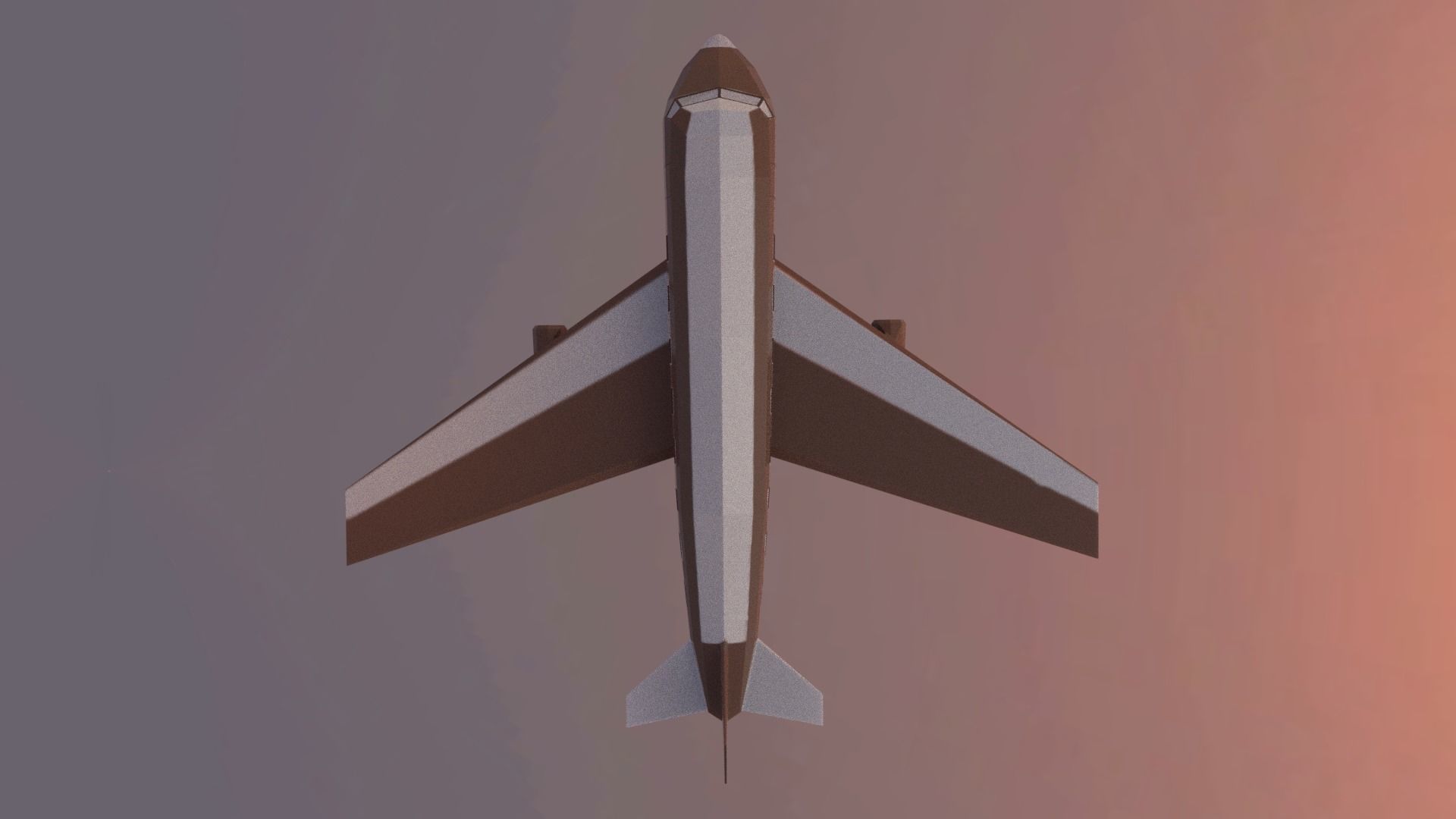 Airplane flying in sky at sunset Low-poly 3D model_3