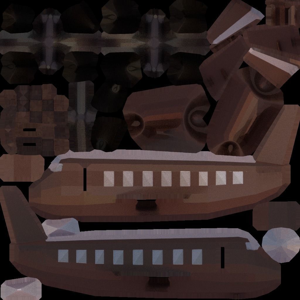 Airplane flying in sky at sunset Low-poly 3D model_18