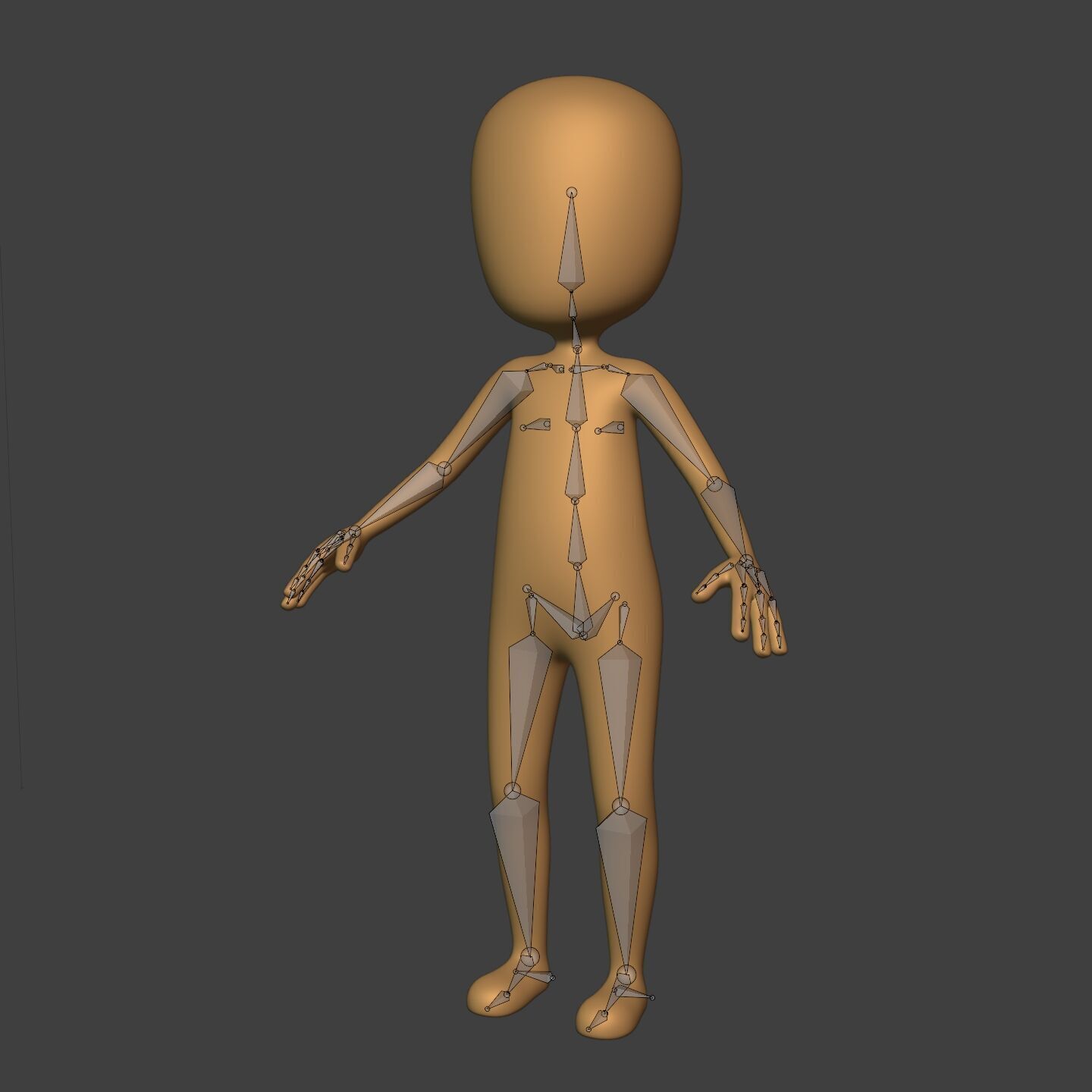 Cartoon Stickman - Man - 4 Fingers with IK and FK Rig Low-poly 3D model_3