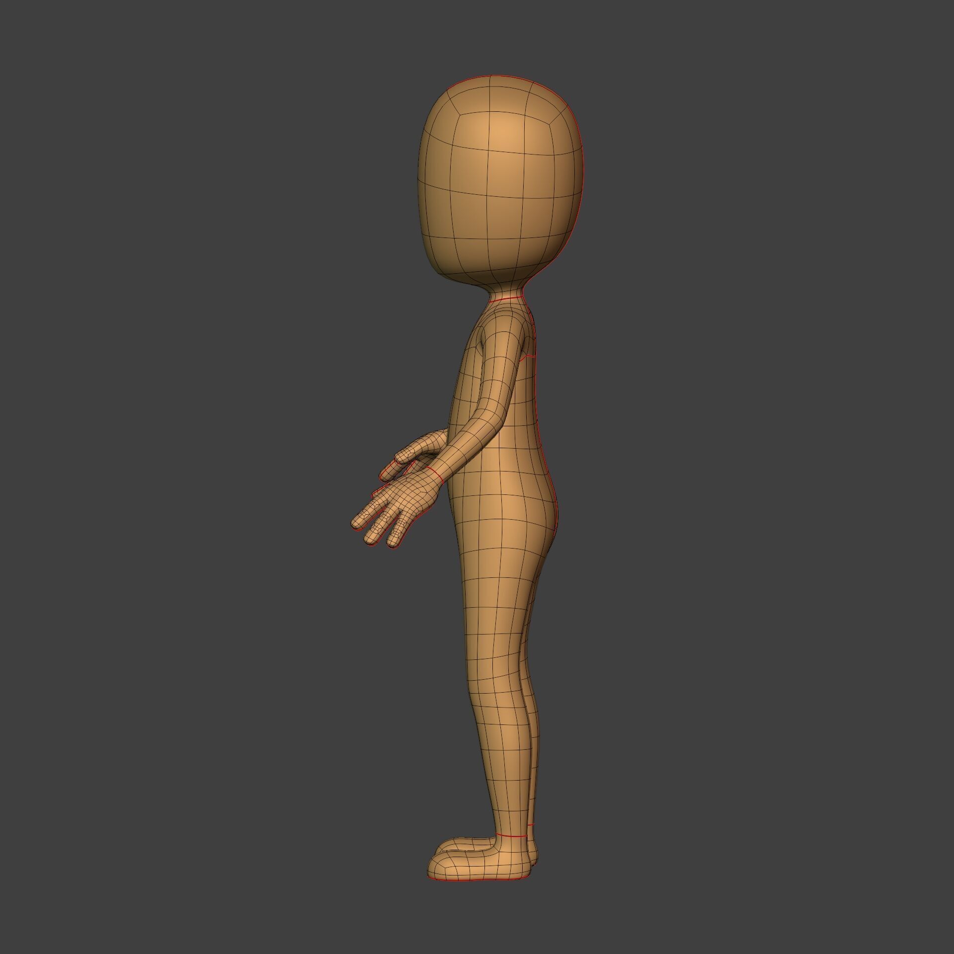 Cartoon Stickman - Man - 4 Fingers with IK and FK Rig Low-poly 3D model_14