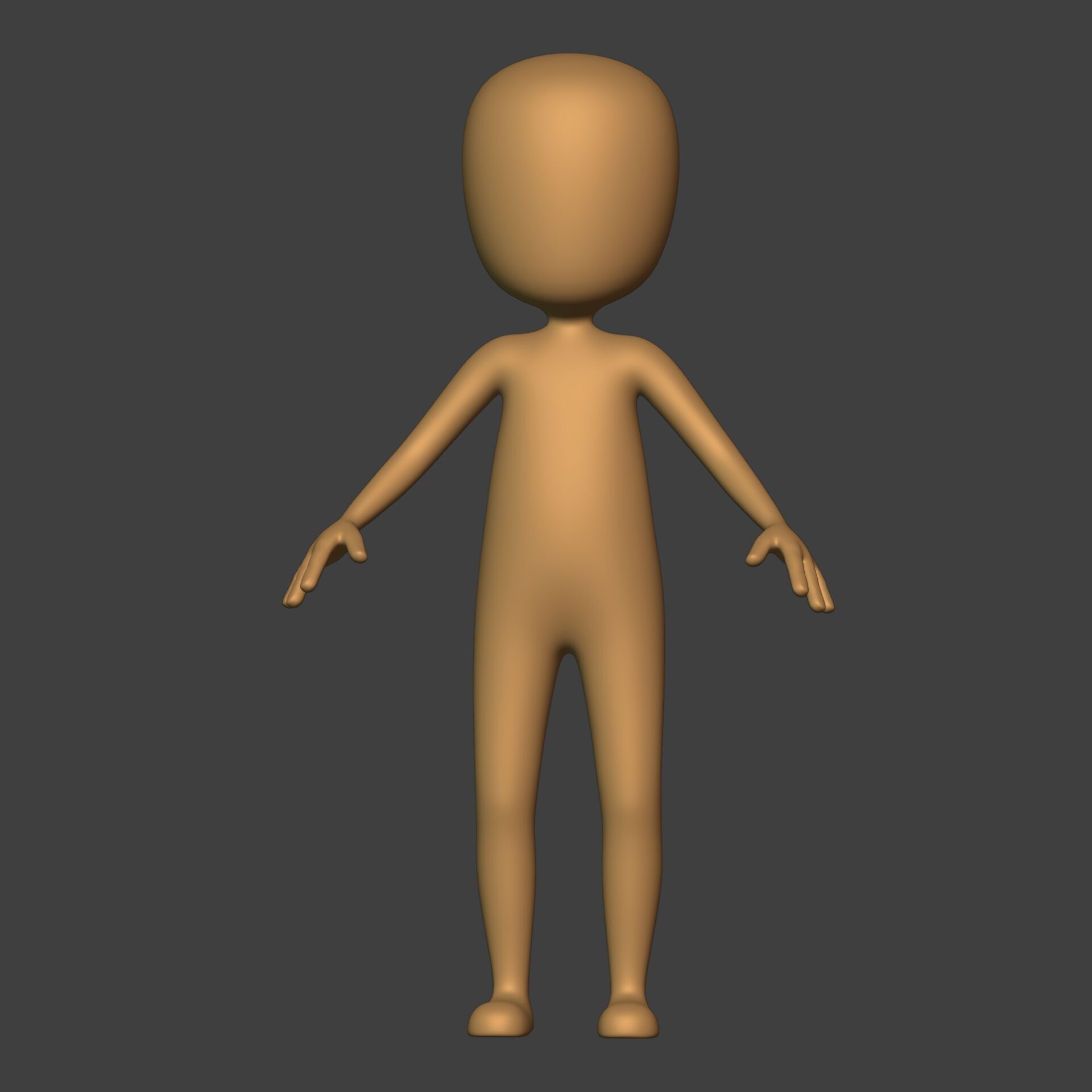 Cartoon Stickman - Man - 4 Fingers with IK and FK Rig Low-poly 3D model_9